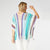 Neva V-Neck Poncho with Fringe - Aqua Multi Stripe