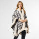 Everleigh Wrap with Faux Fur Trim - Cream/Black