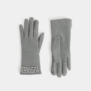 Pearl Cuff Touchscreen Gloves - Grey