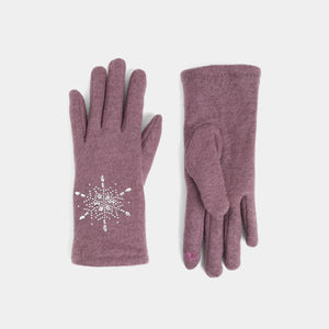 Christmas Snowflake Touchscreen Gloves - Plum