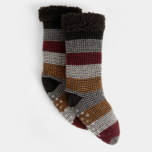 Striped Slipper Sock - Black Multi