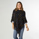 Tillie Brushed Braided Stripe Poncho - Black