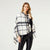 Adela Supersoft Plaid Poncho with Buttons - Cream/Black