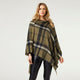 Adela Supersoft Plaid Poncho with Buttons - Olive/Black