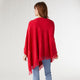 Lightweight Poncho with Fringe - Red