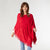 Lightweight Poncho with Fringe - Red