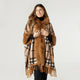 Teton Hooded Ruana with Faux Fur Trim - Camel